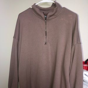 Aerie Half-Zip Tan Pullover Size Medium